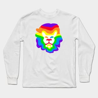 Cute Colorful Rainbow Lion Shape Head Drawing Long Sleeve T-Shirt